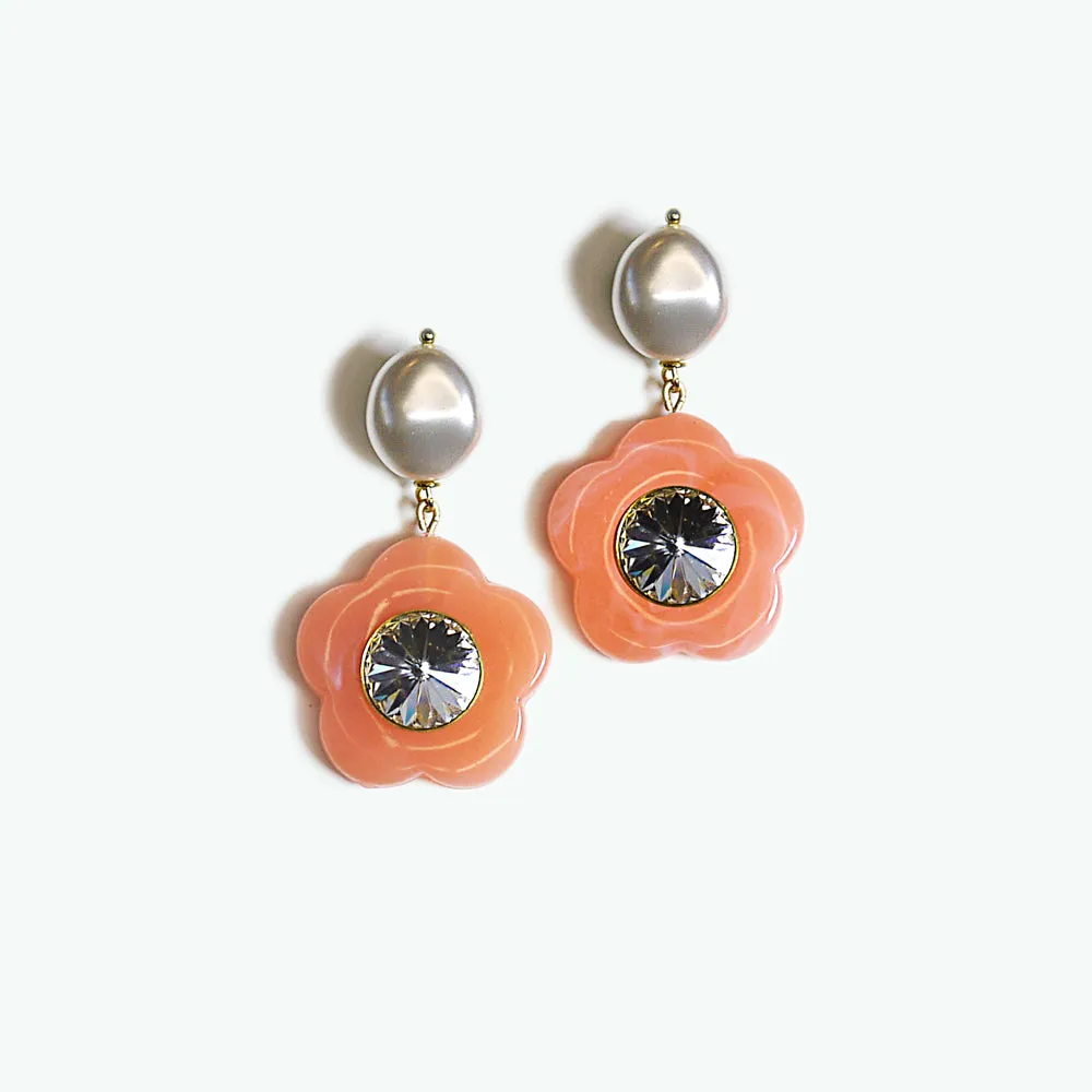 Coral Flower Earrings