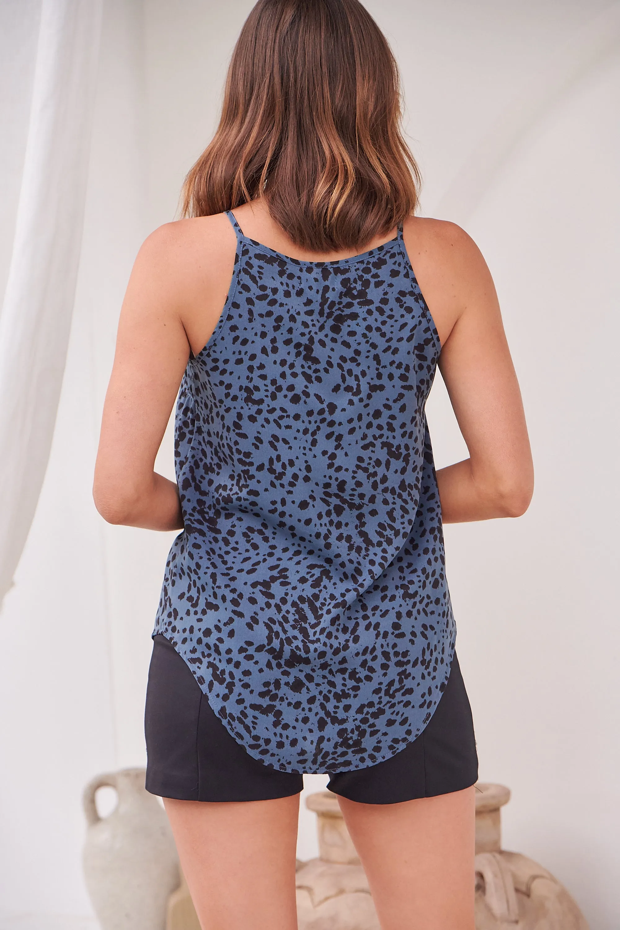 Cove Blue Animal Print Tank Singlet Top