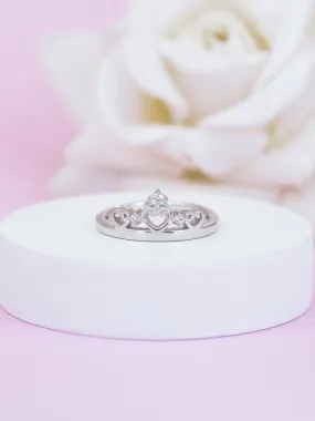 Crown Tiara Adjustable Silver Ring For Women