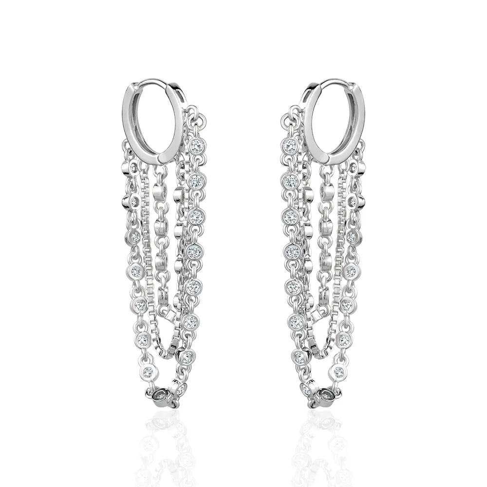 CRYSTAL BEZELCHAIN EARRINGS