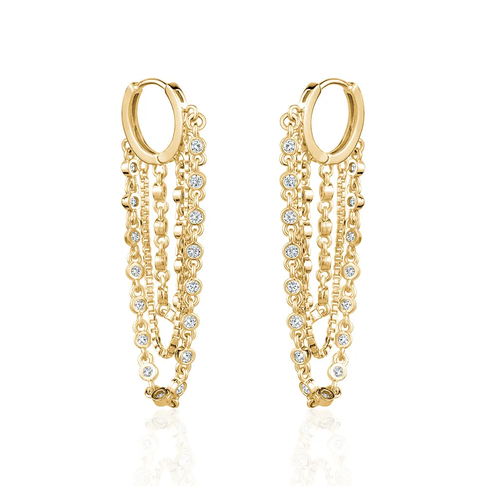 CRYSTAL BEZELCHAIN EARRINGS