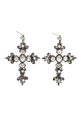 CRYSTAL CROSS EARRINGS