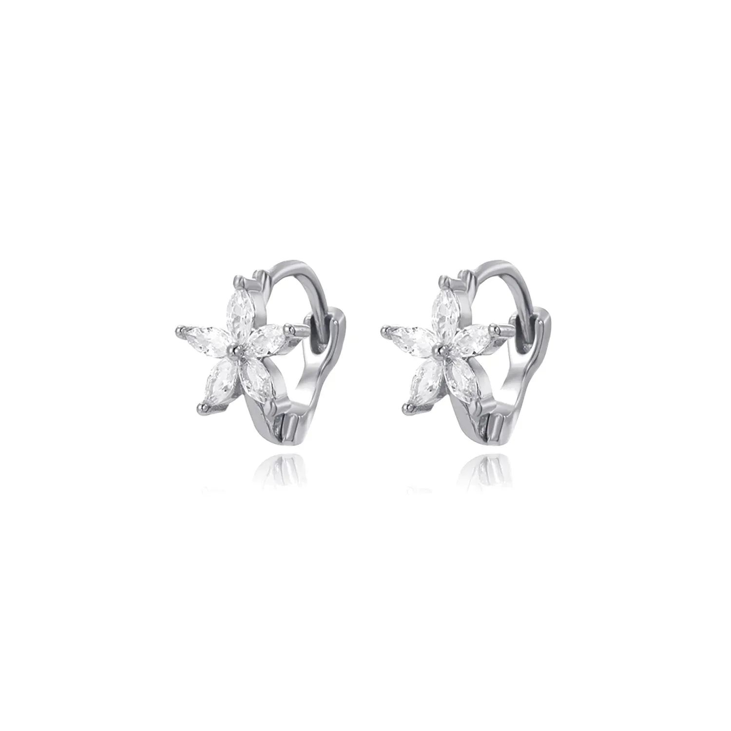 CRYSTAL CZ STARFISH FLOWER HUGGIE EARRING