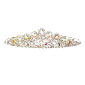 Crystal Rhinestone Pave Teardrop Cluster Princess Tiara