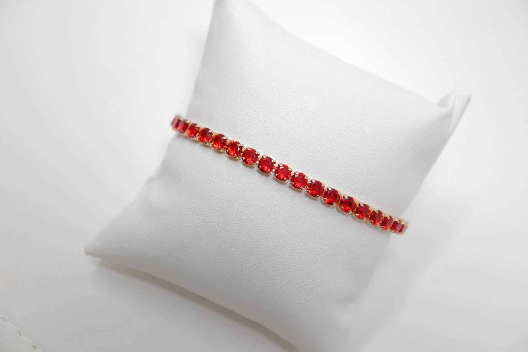 Cubic Zirconia Red Diamond Crystal Bracelet, Diamond Bracelet, Bridal Jewelry, Bridesmaid Gift, Statement Bracelet.