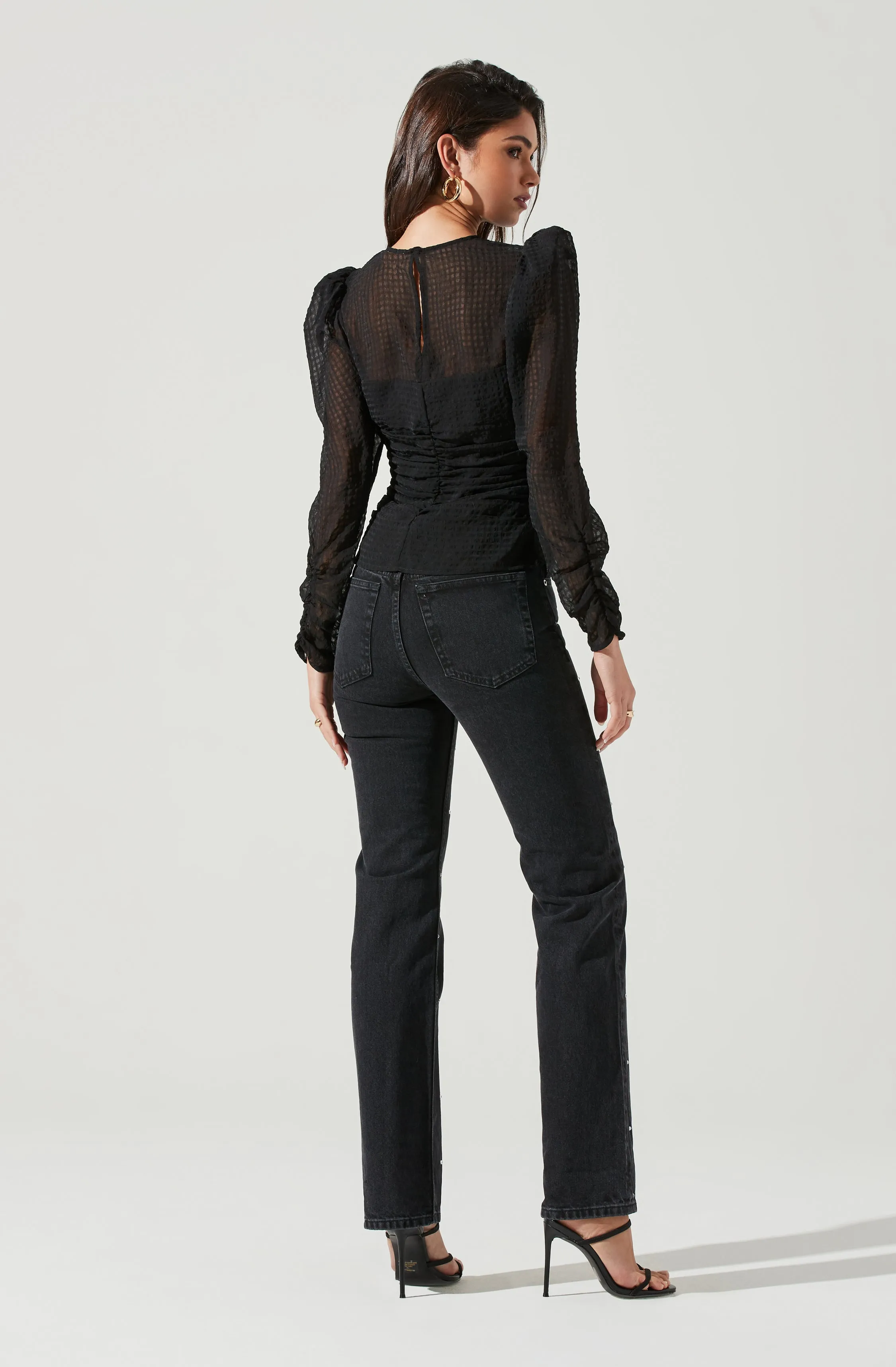 Dalma Ruched Puff Sleeve Top