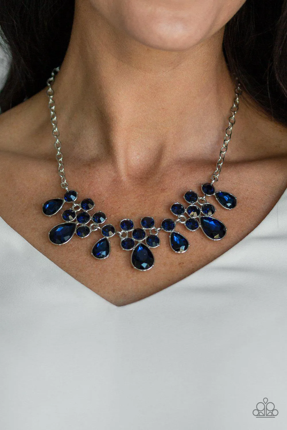 Debutante Drama Sapphire Blue Rhinestone Necklace - Paparazzi Accessories