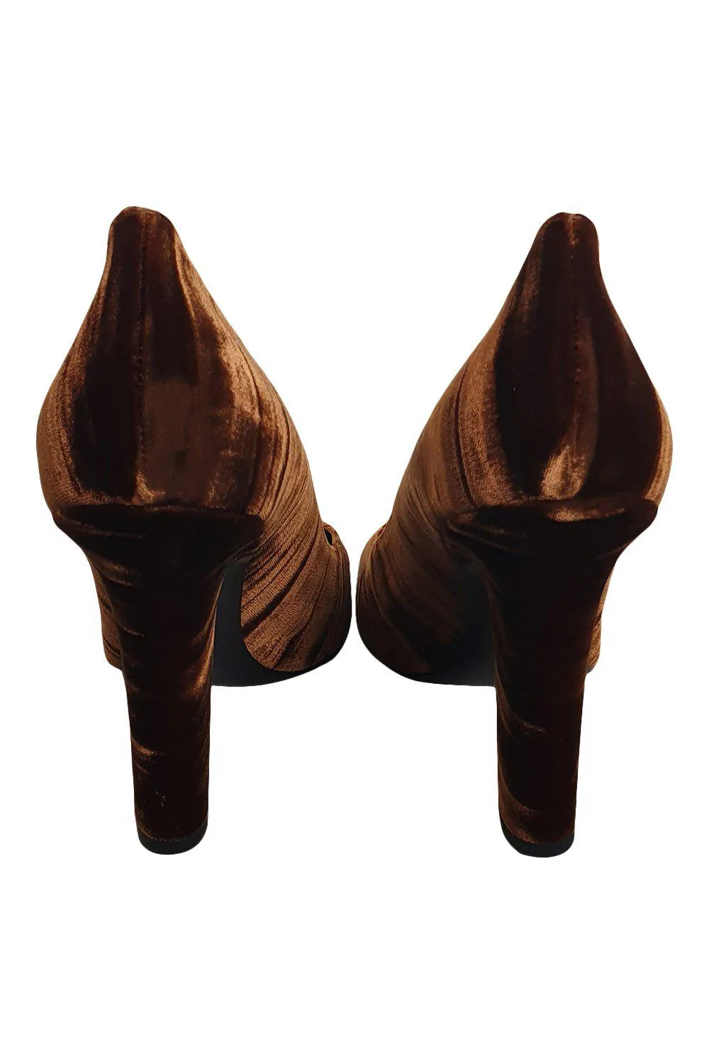 DEIMILLE Velvet Bronze Almond Toe High Heel Pumps (41)