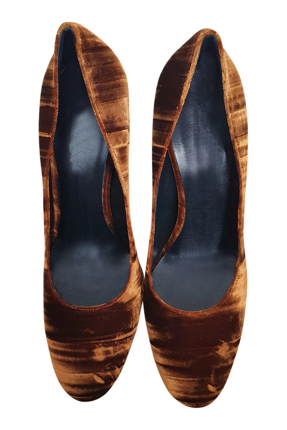 DEIMILLE Velvet Bronze Almond Toe High Heel Pumps (41)