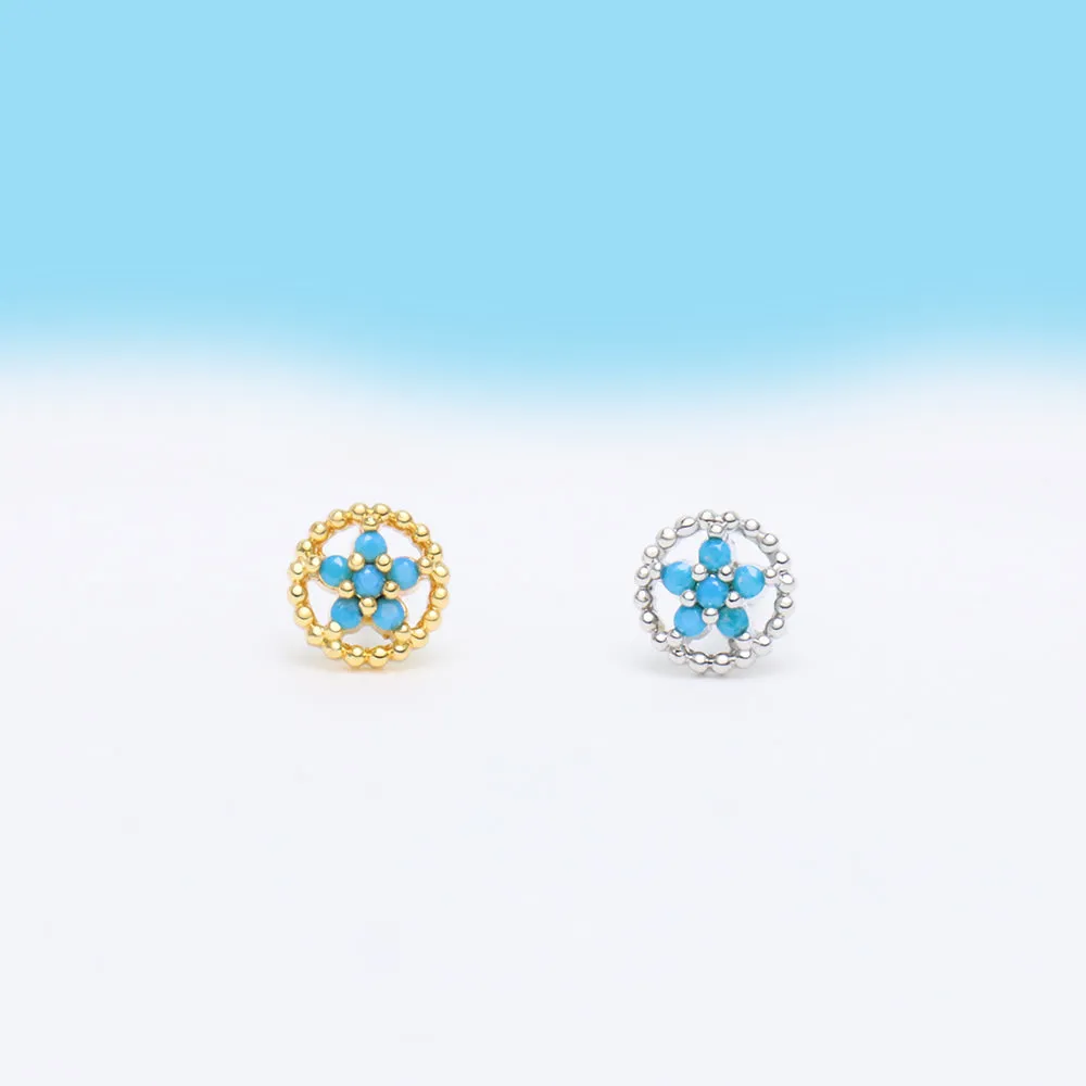 Delicate Turquoise Flower Stud