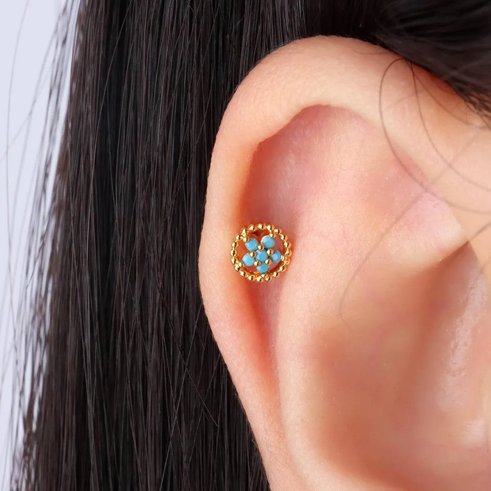 Delicate Turquoise Flower Stud