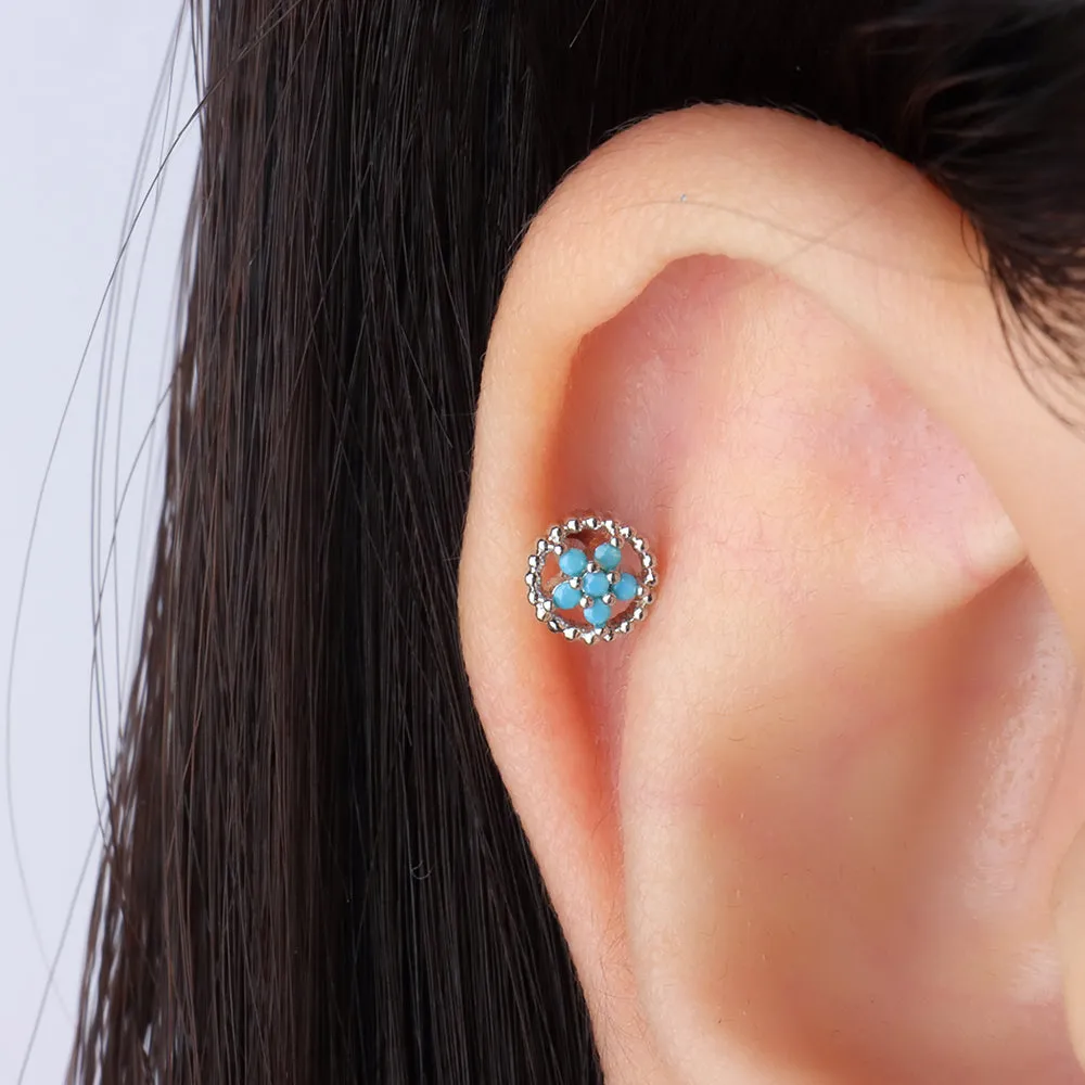 Delicate Turquoise Flower Stud