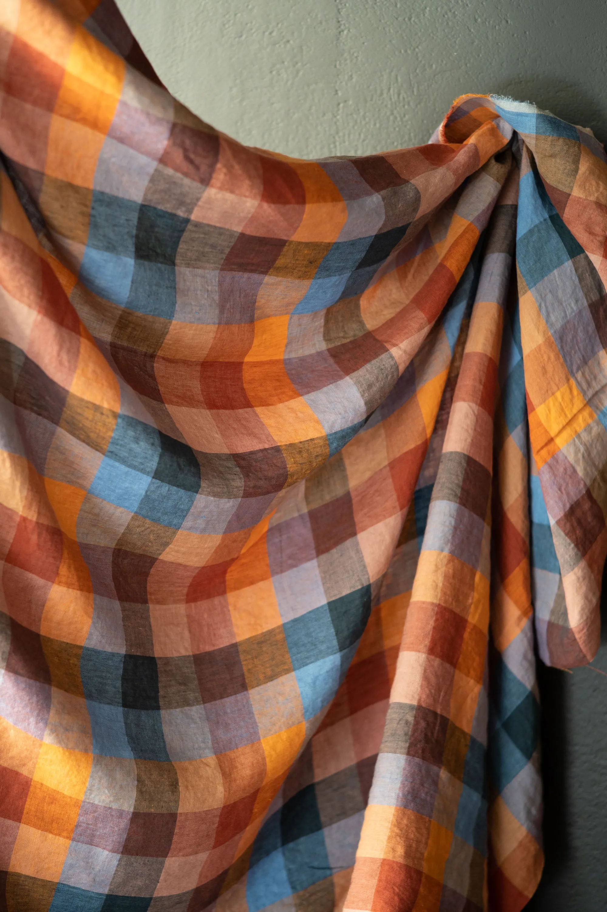 Delilah Laundered Linen Check Fabric