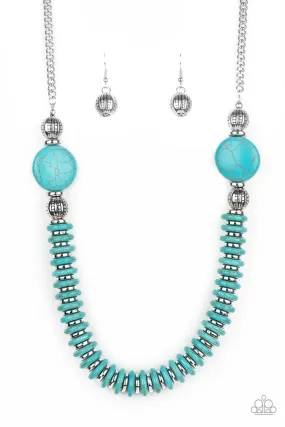 Desert Revival Turquoise Blue Stone and Silver Necklace - Paparazzi Accessories