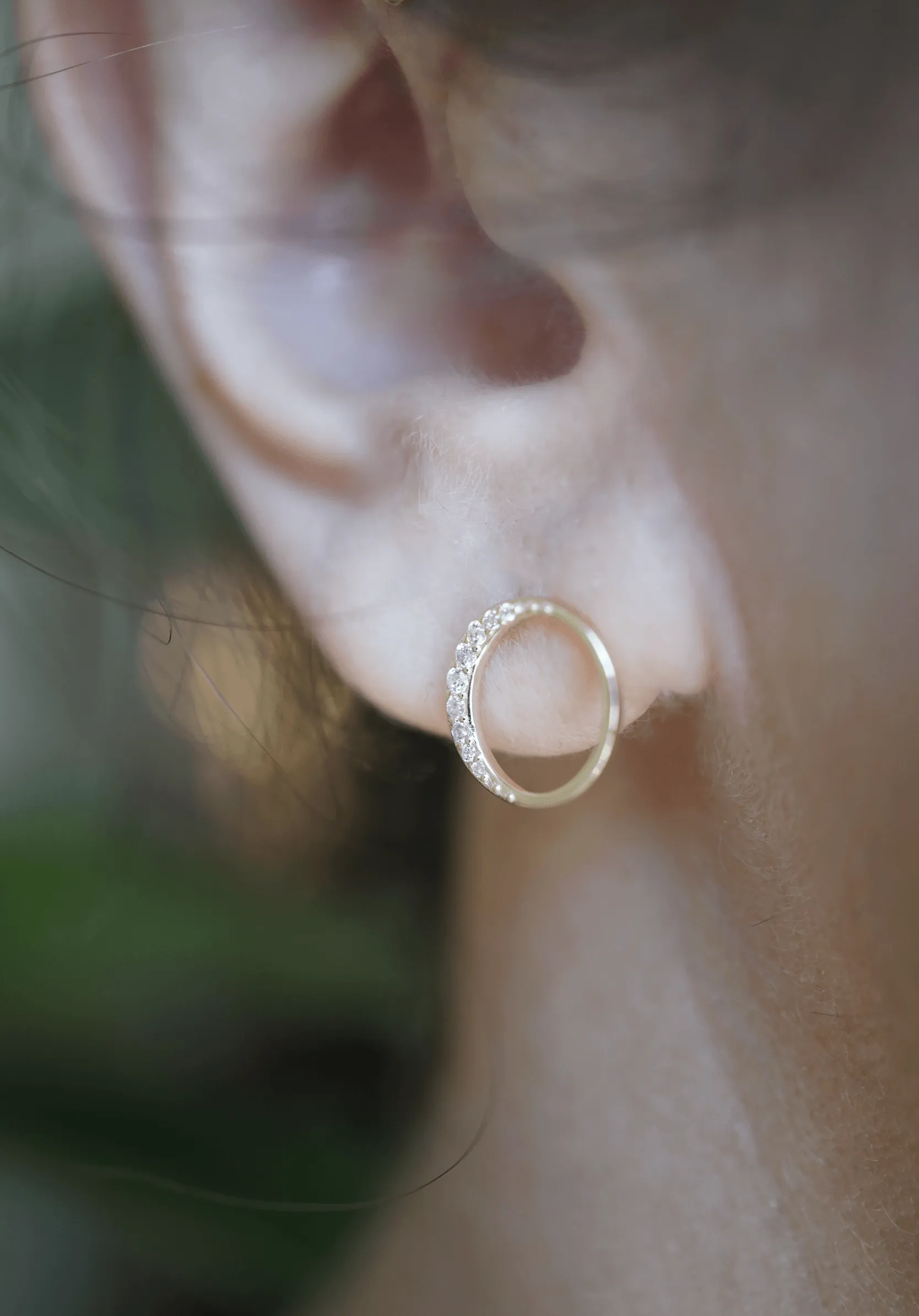 Diamond Crescent Moon Studs