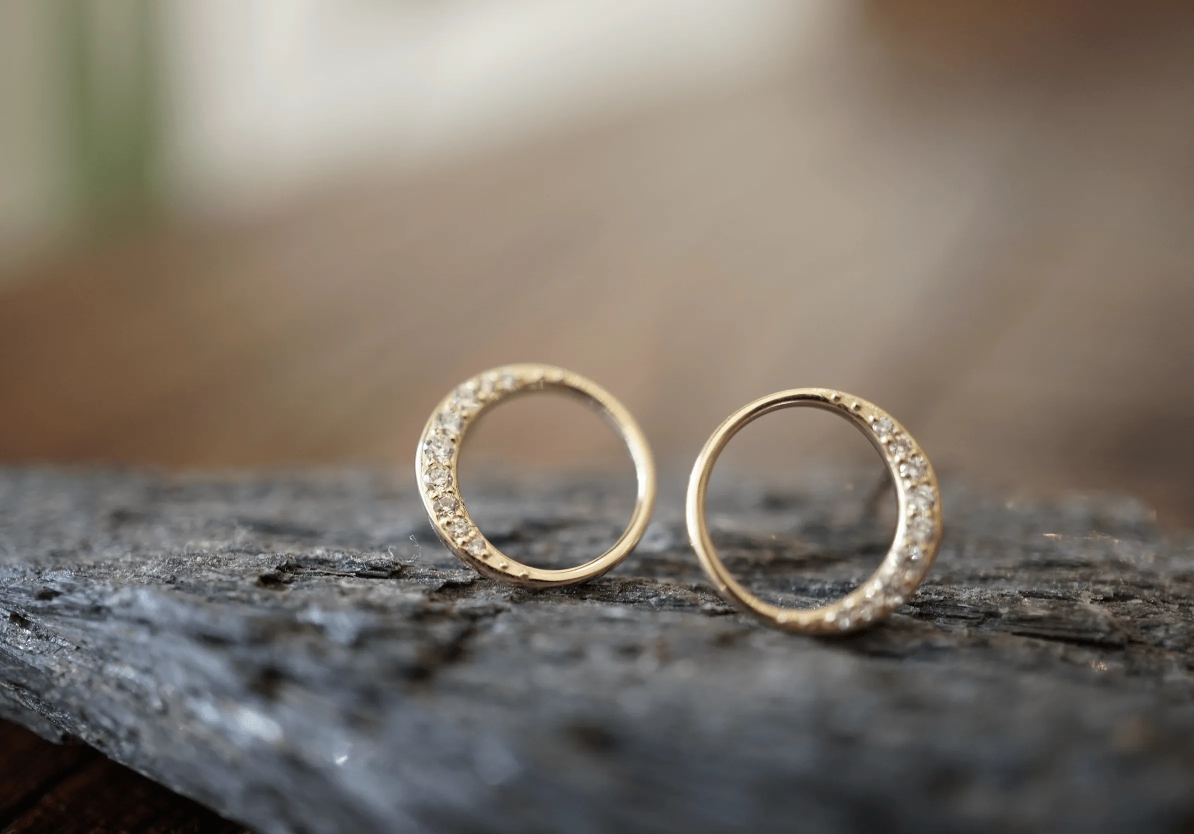 Diamond Crescent Moon Studs