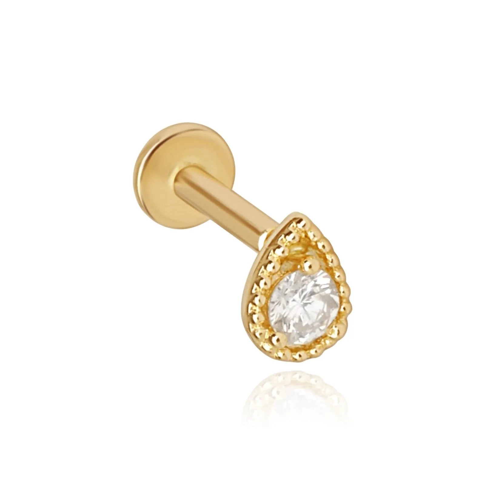 Diamond Drop Flat Back Stud Earring