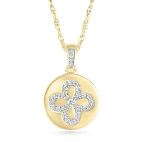 Diamond Flower Disc Pendant