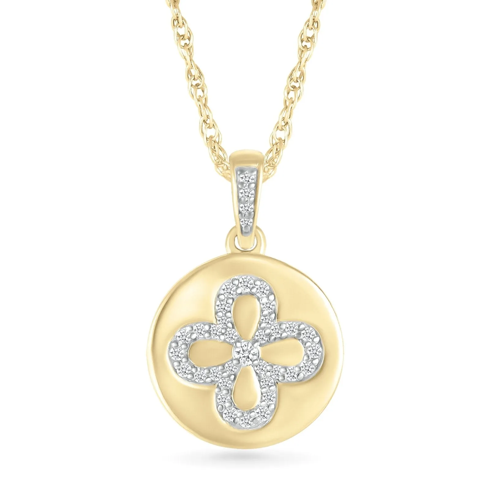 Diamond Flower Disc Pendant