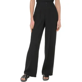 DKNY Womens High Rise Solid Wide Leg Pants