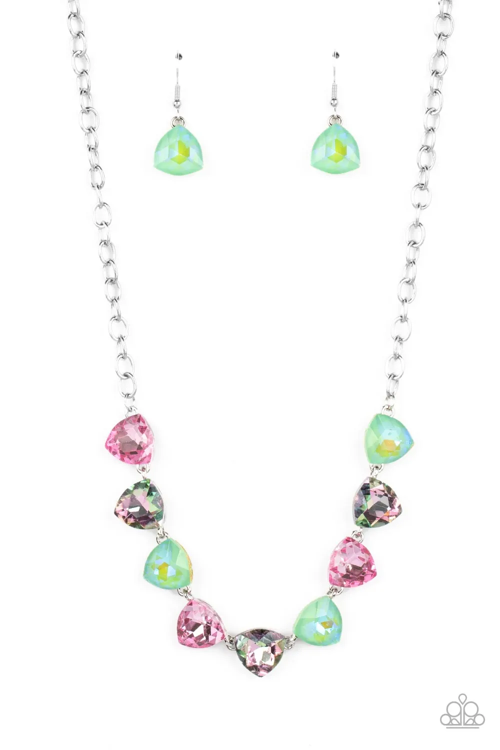 Dreamy Drama Iridescent Green & Pink Necklace - Paparazzi Accessories