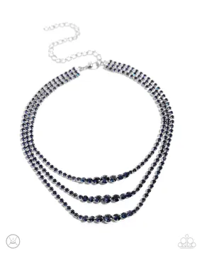 Dynamite Debut Blue Rhinestone Layered Necklace - Paparazzi Accessories