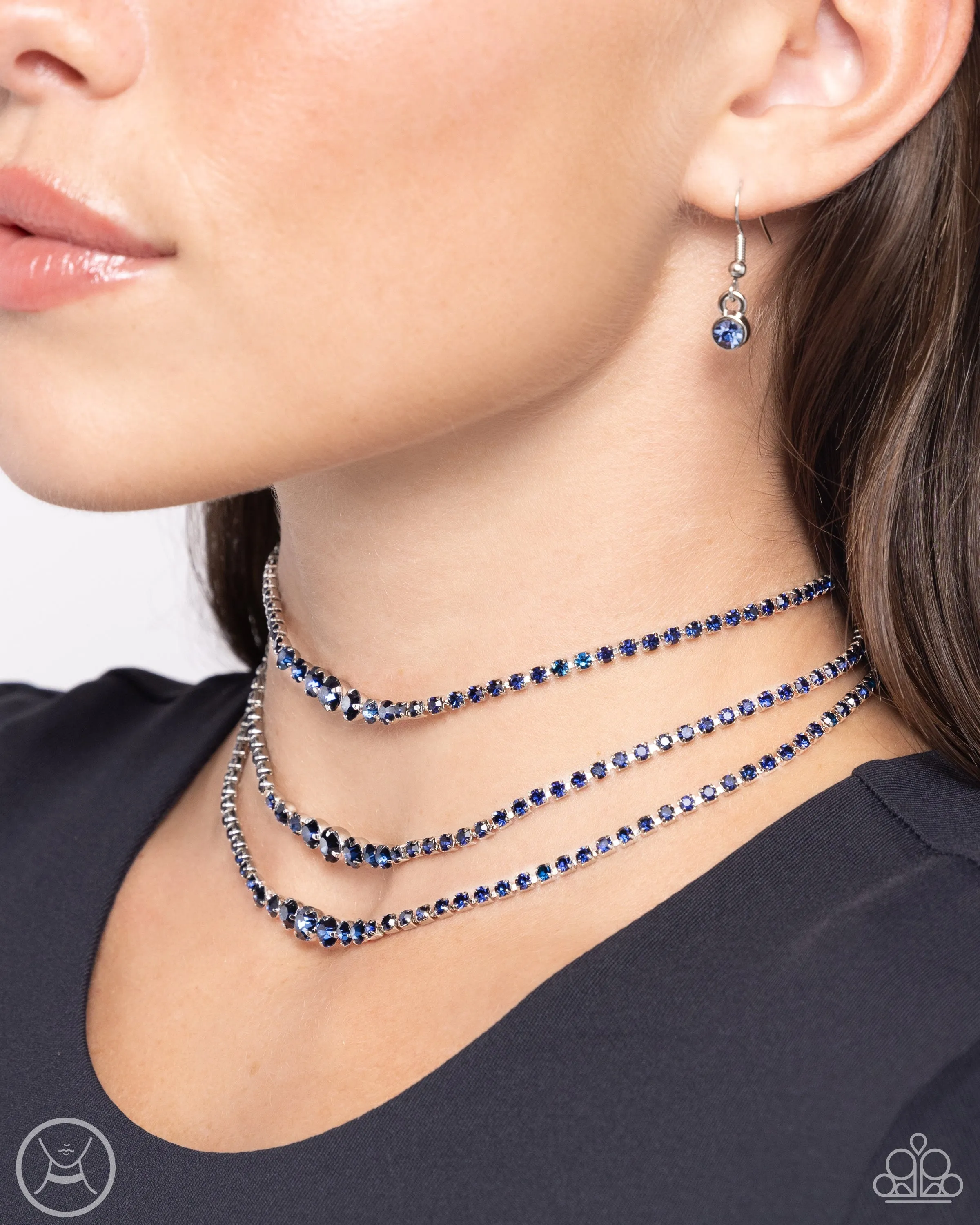 Dynamite Debut Blue Rhinestone Layered Necklace - Paparazzi Accessories