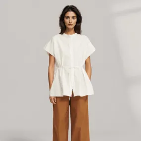 Ella - Mao Collared Shirt - White | Women's