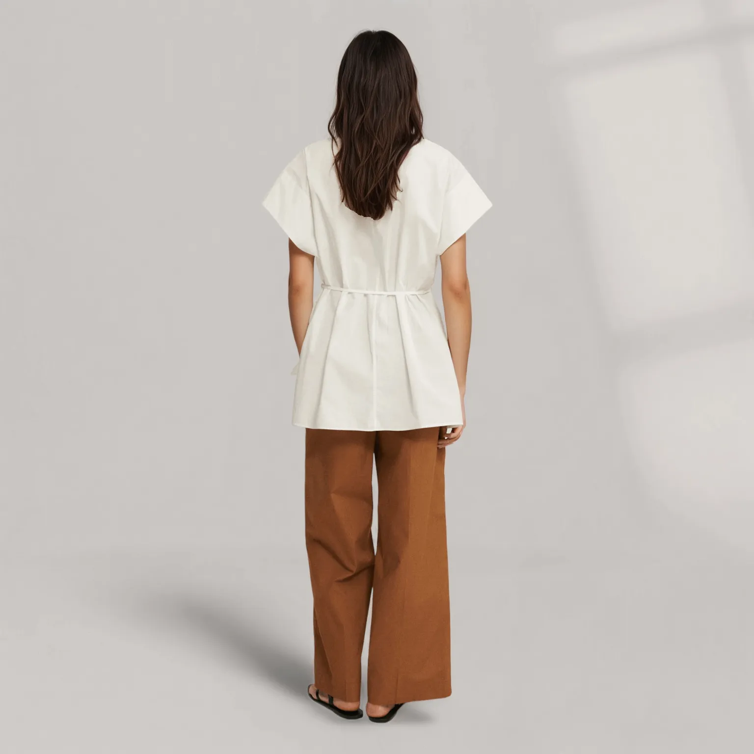 Ella - Mao Collared Shirt - White | Women's