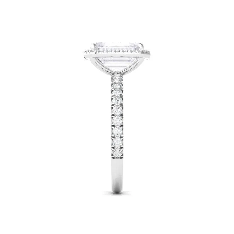 Emerald Cut Halo & Pave Diamond Ring