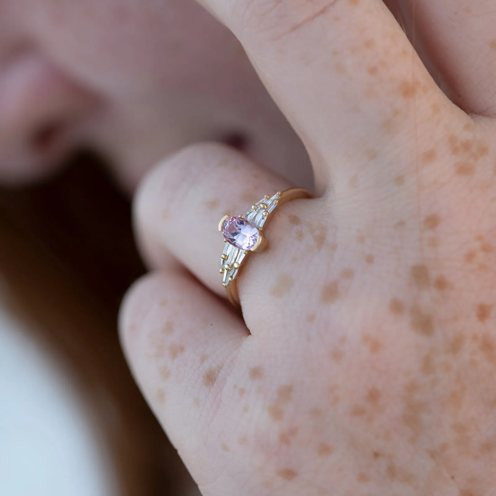 Enchanted Rose Sapphire Engagement Ring with White Diamonds