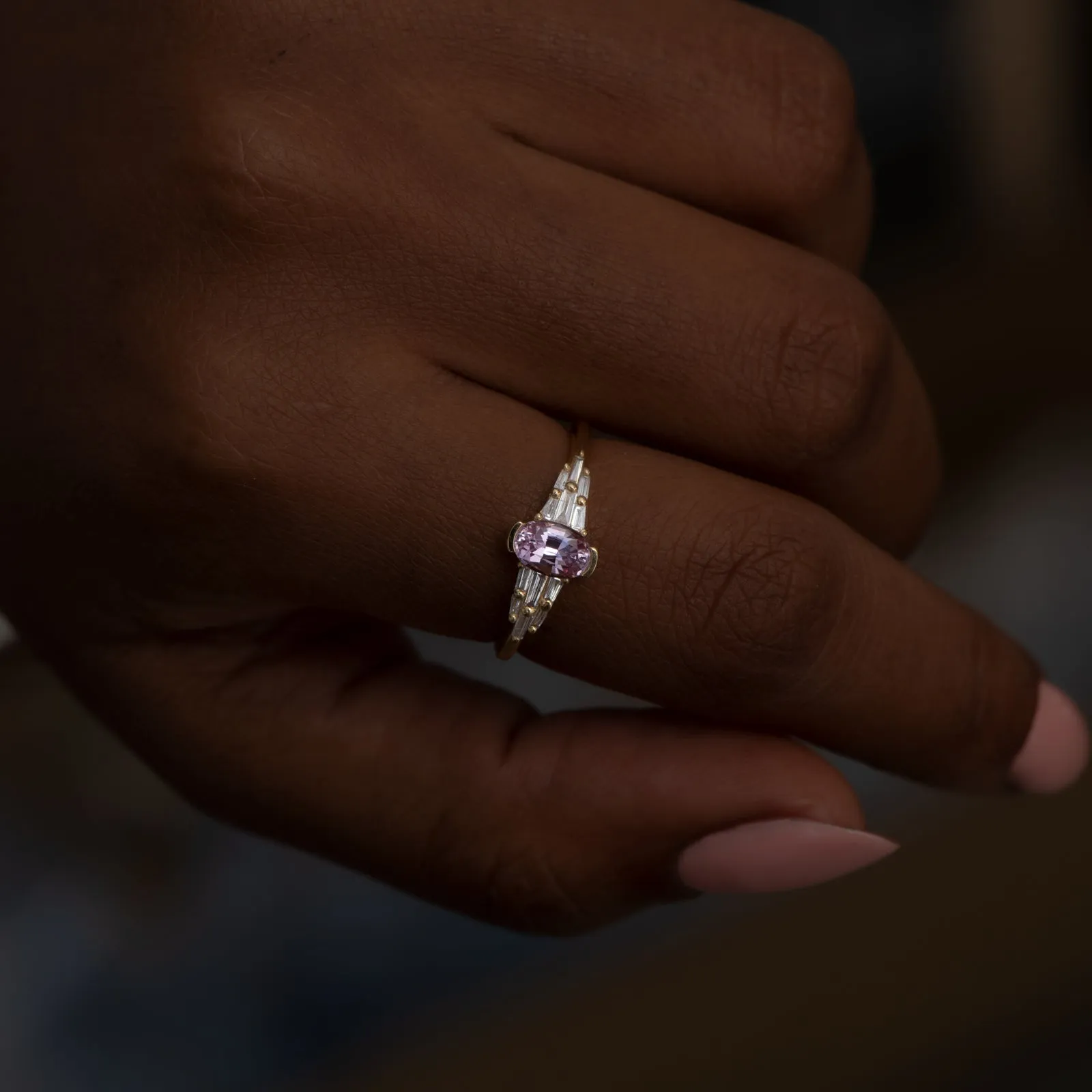 Enchanted Rose Sapphire Engagement Ring with White Diamonds