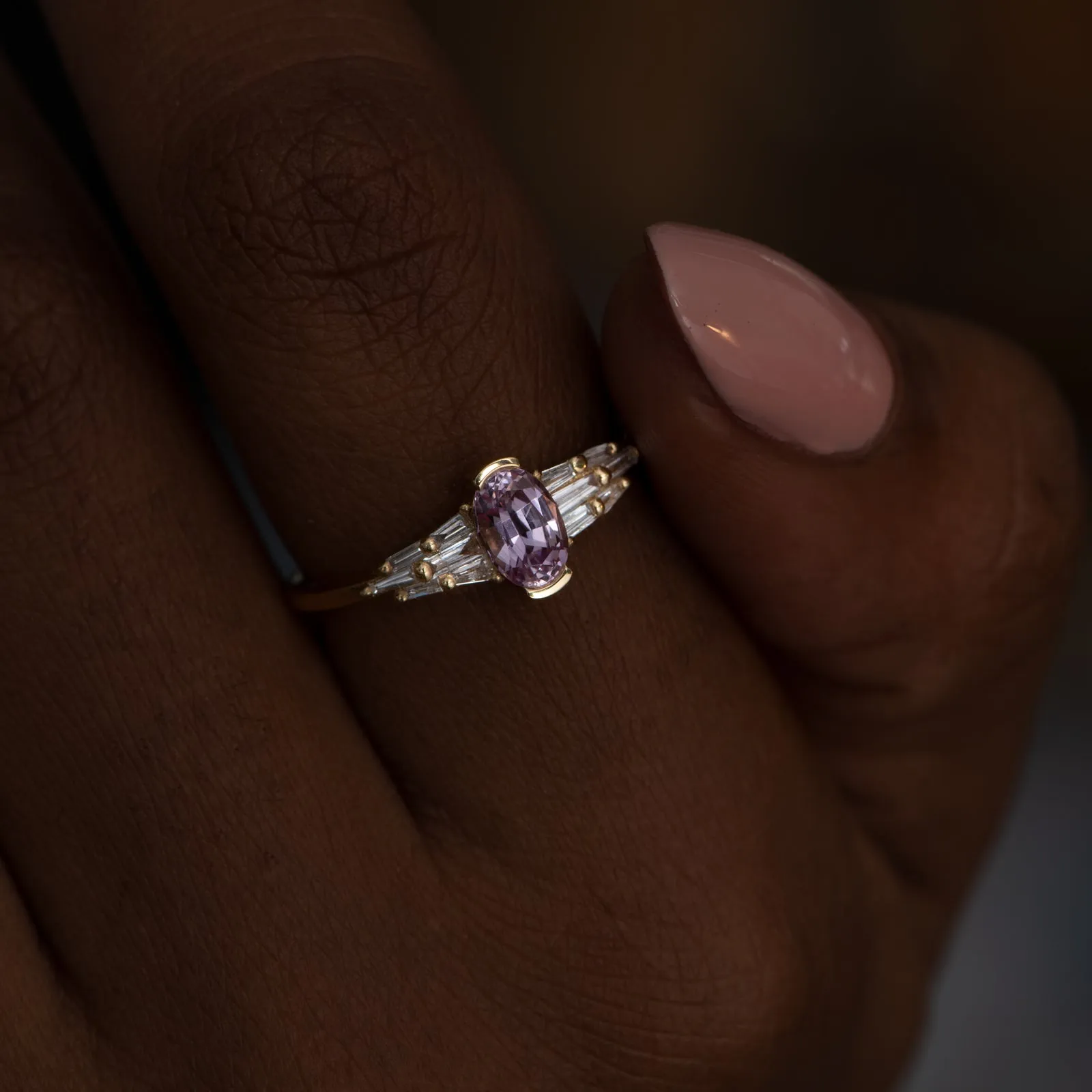 Enchanted Rose Sapphire Engagement Ring with White Diamonds