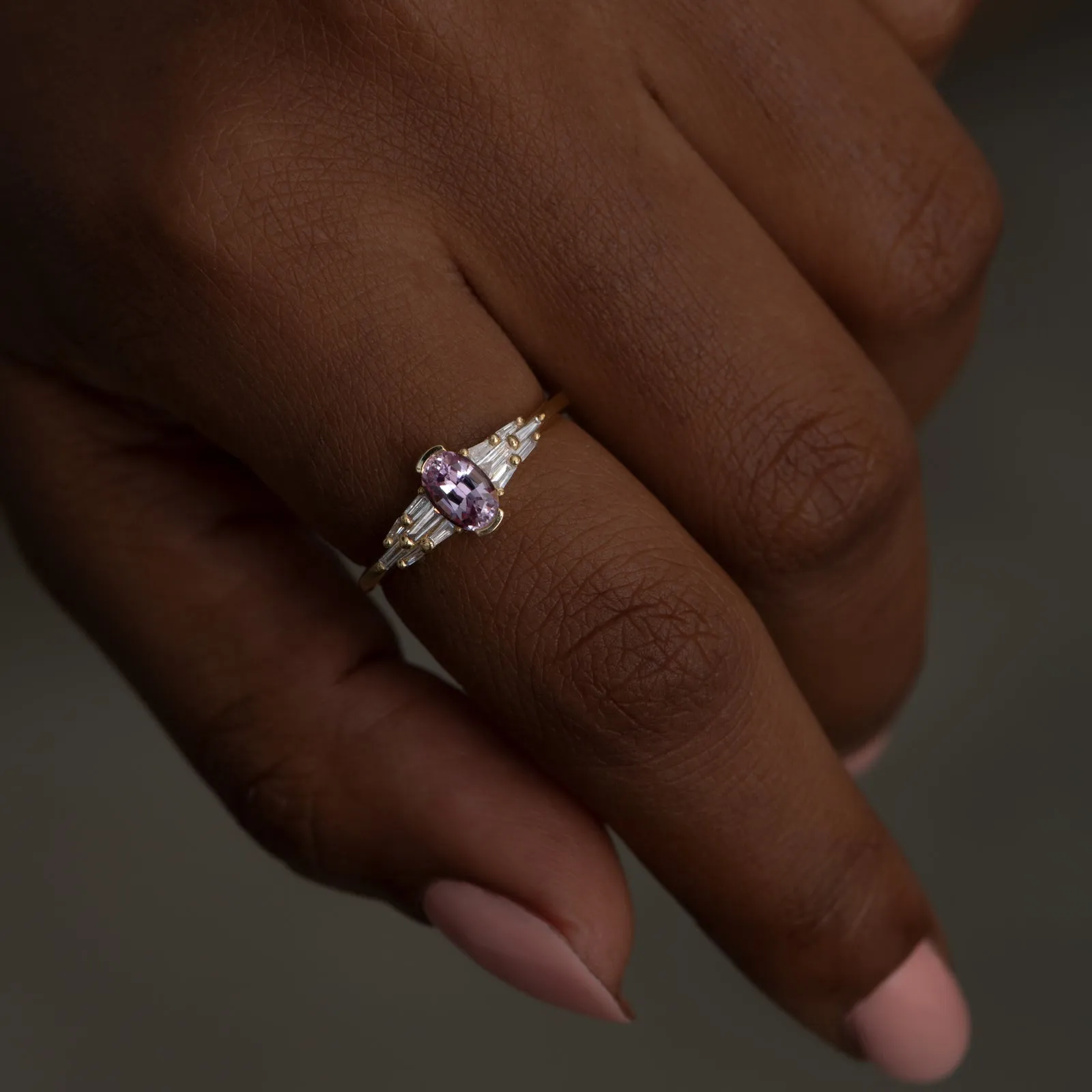 Enchanted Rose Sapphire Engagement Ring with White Diamonds