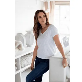 Erin Gray Messy V Tee in White