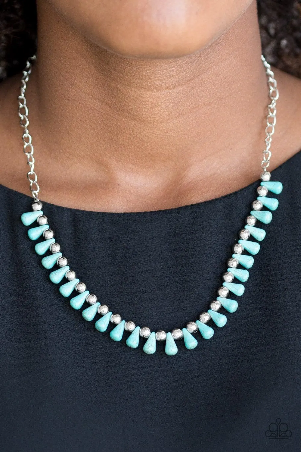 Extinct Species Turquoise Blue Stone Necklace - Paparazzi Accessories