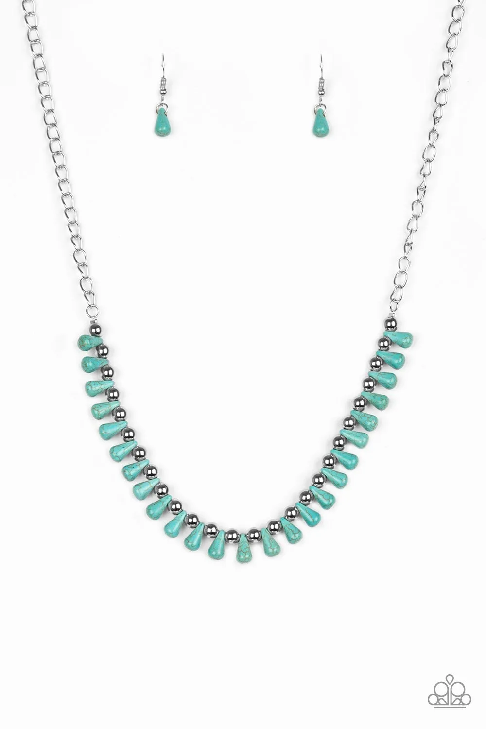 Extinct Species Turquoise Blue Stone Necklace - Paparazzi Accessories