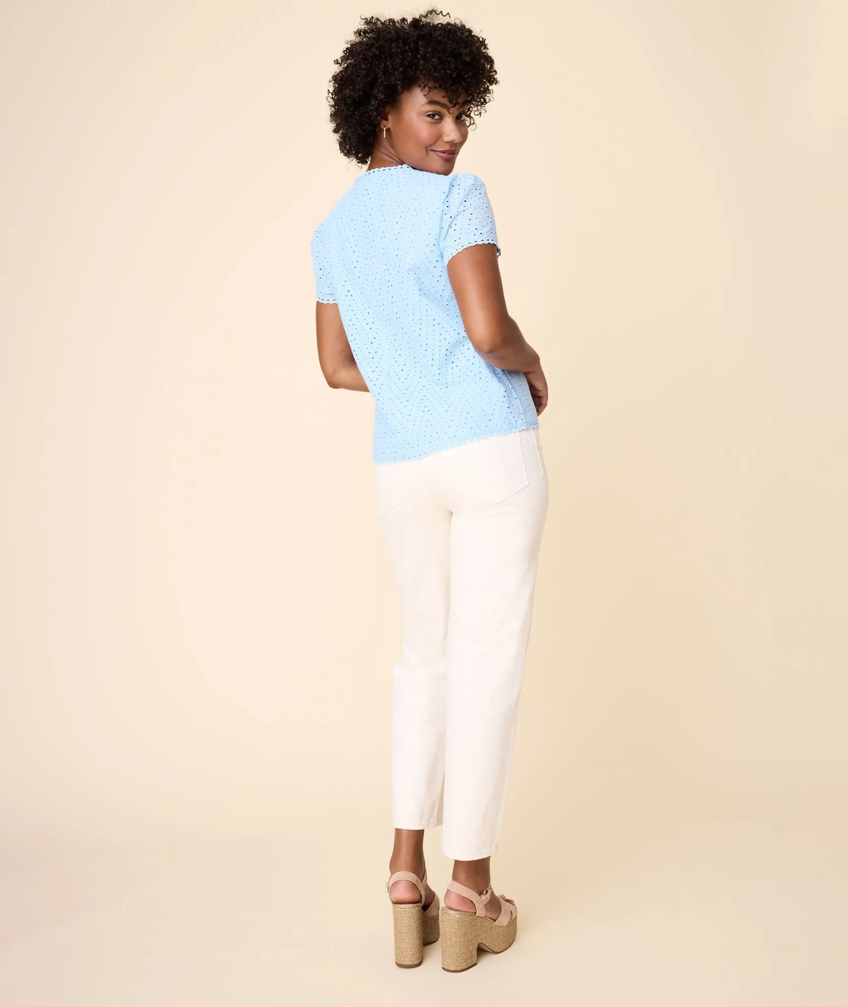 Eyelet Short Sleeve Harriet Shirt - FINAL SALE