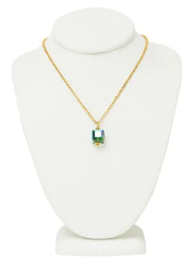 Fern Green Crystal Cube Necklace