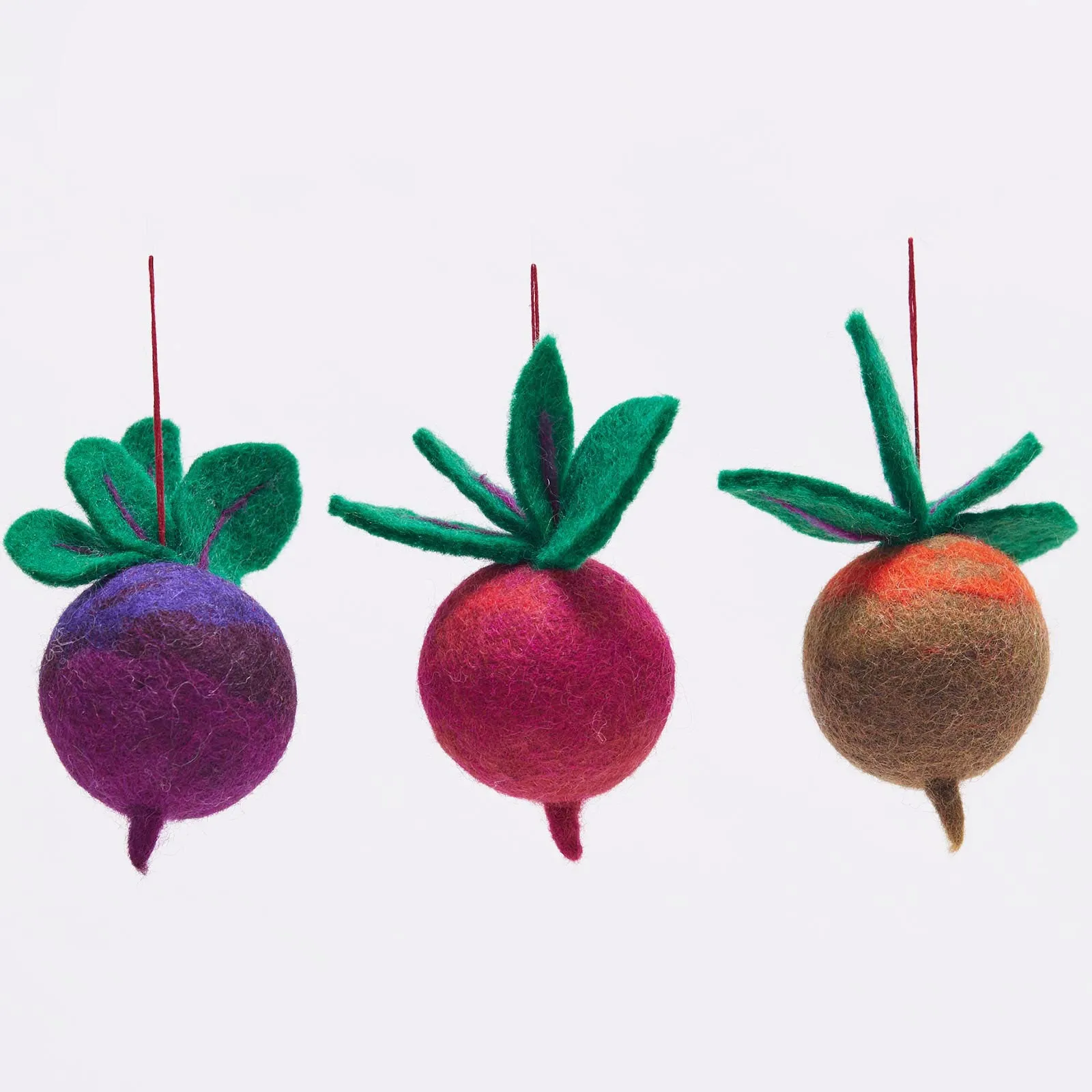 Festive Beets Felt Ornaments - Pack 3