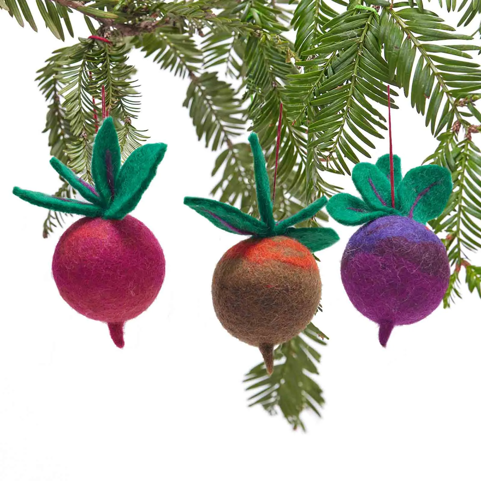 Festive Beets Felt Ornaments - Pack 3