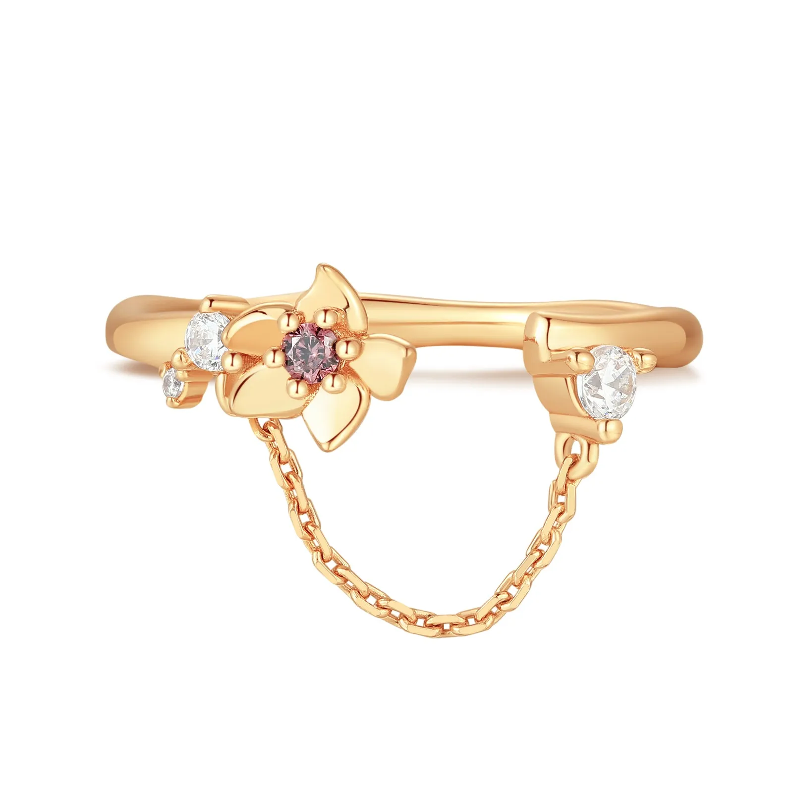 Floral Gold Chain Ring - Iris