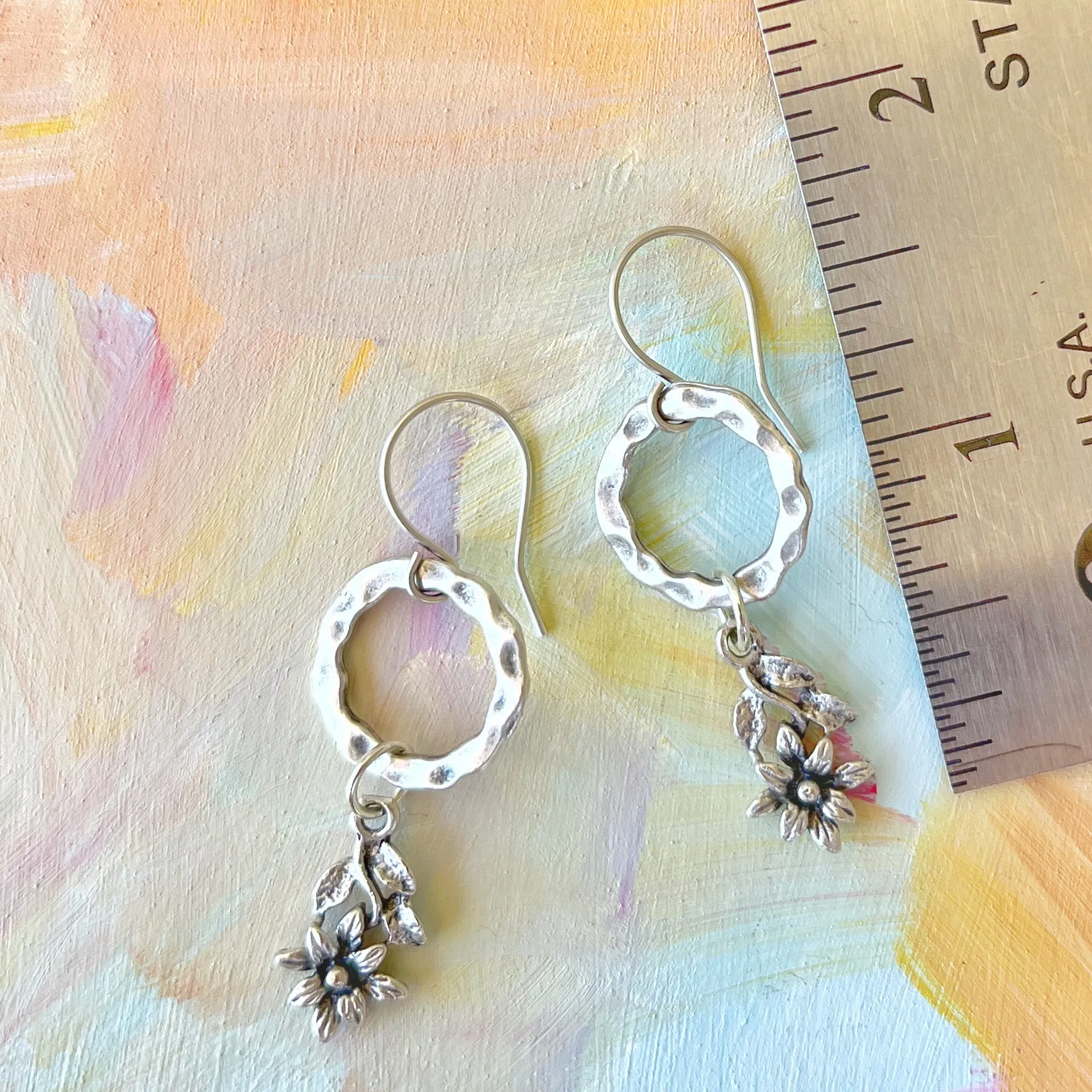 Floral Leaf Charm Earrings