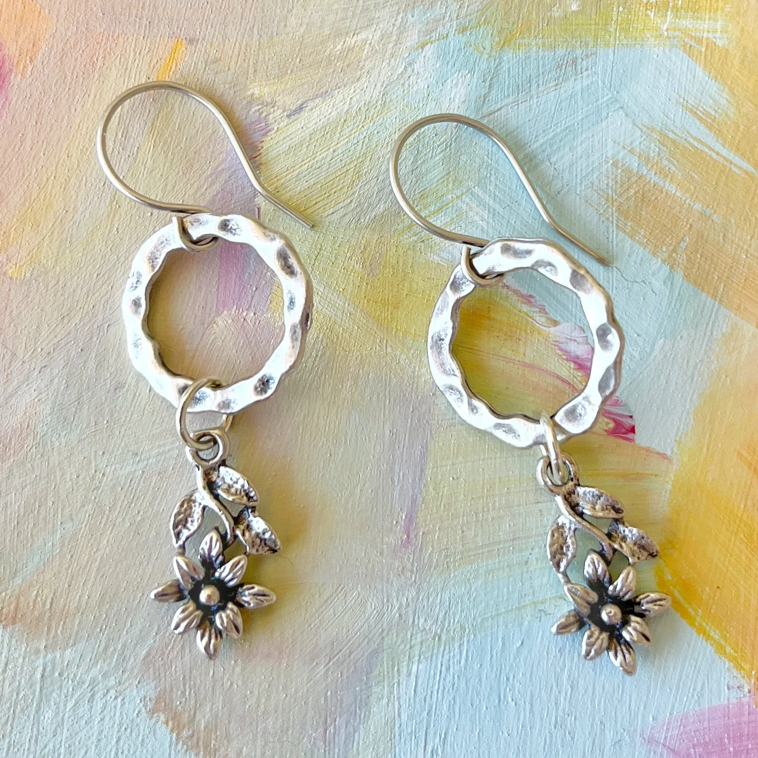 Floral Leaf Charm Earrings