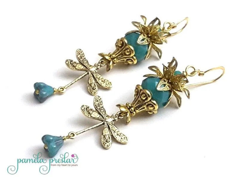 Flower Dragonfly Charm Earring Kit