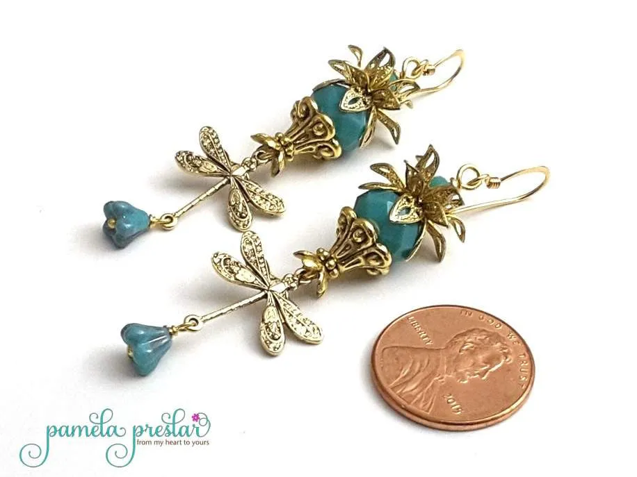 Flower Dragonfly Charm Earring Kit