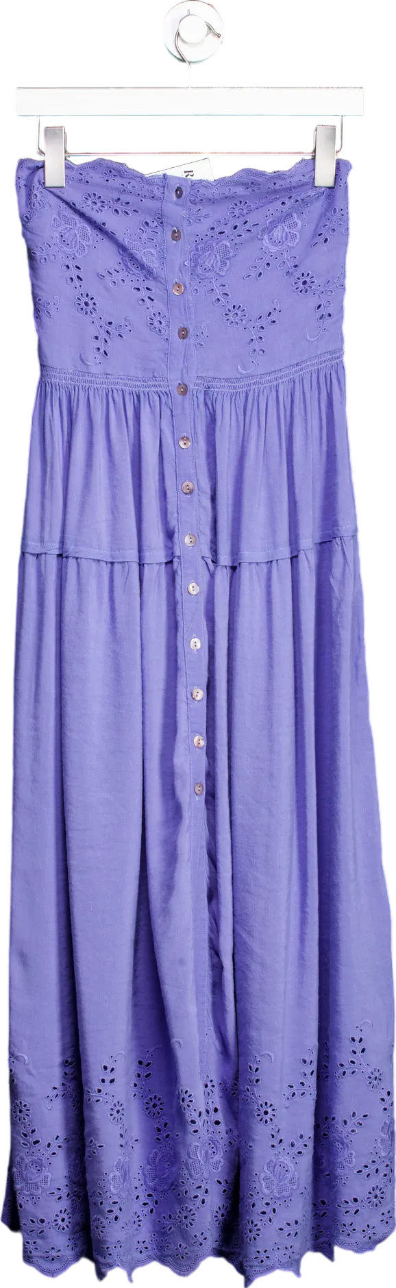 Free People Blue Evelyn Eyelet Midi Dress UK M