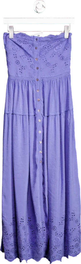 Free People Blue Evelyn Eyelet Midi Dress UK M