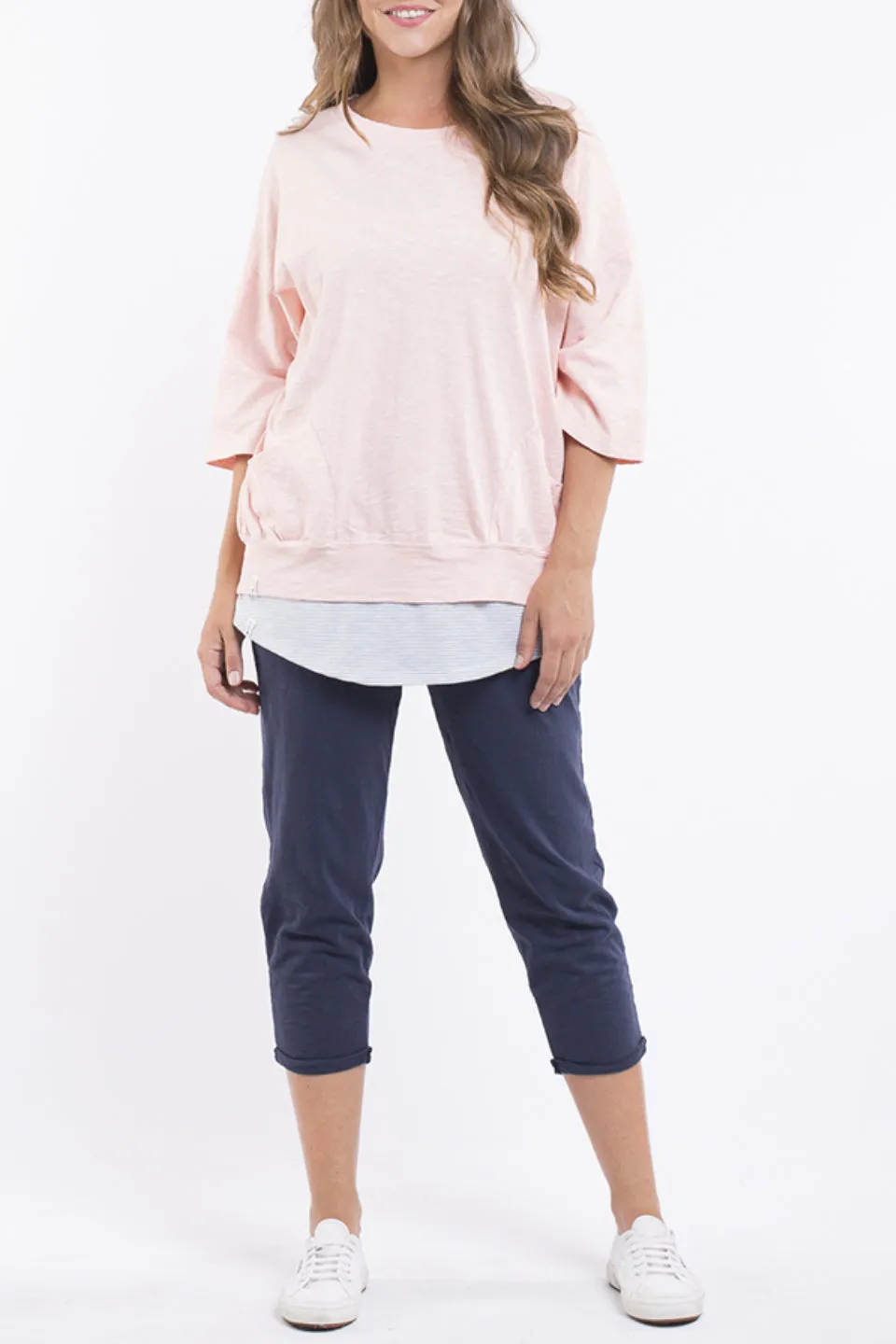 Fundamental Mazie Impatience Pink Crop Sleeve Sweatshirt