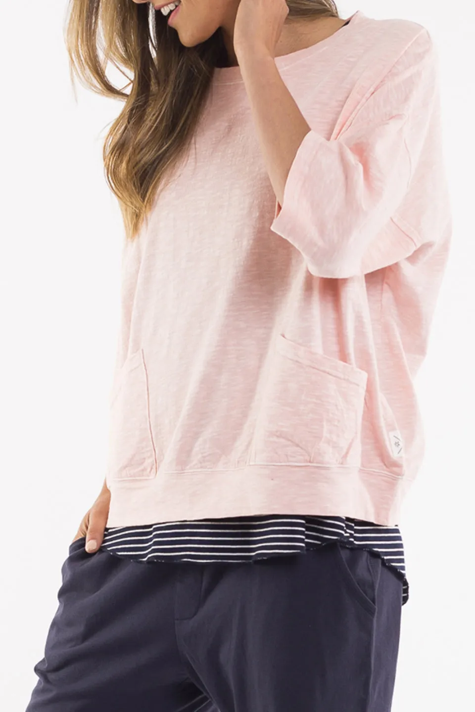 Fundamental Mazie Impatience Pink Crop Sleeve Sweatshirt